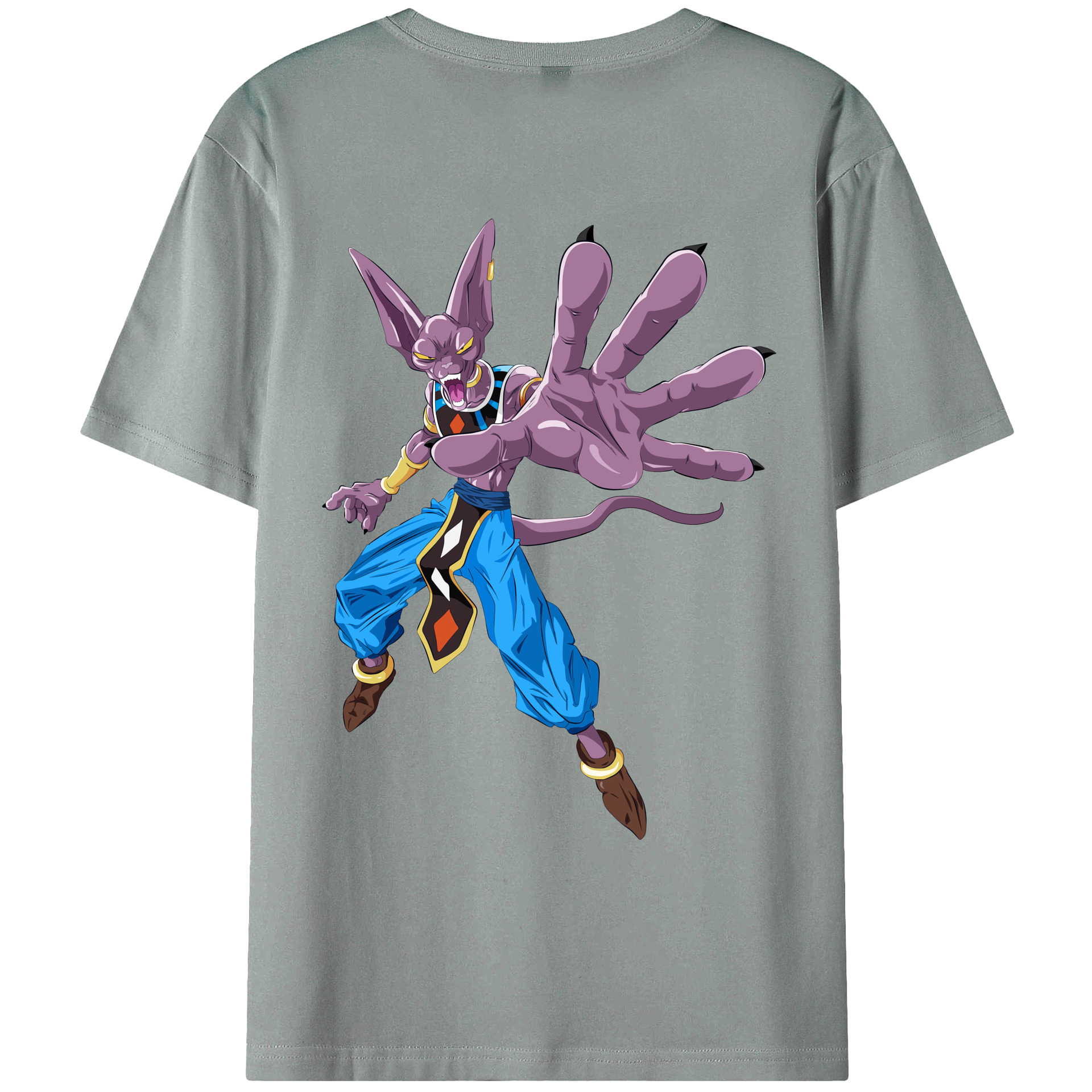 （画像用） ドラゴンボール ビルス 破壊神ビルス DRAGON BALL Beerus Birusu 綿100％ メンズ半袖Tシャツ（バックプリント） 通気性